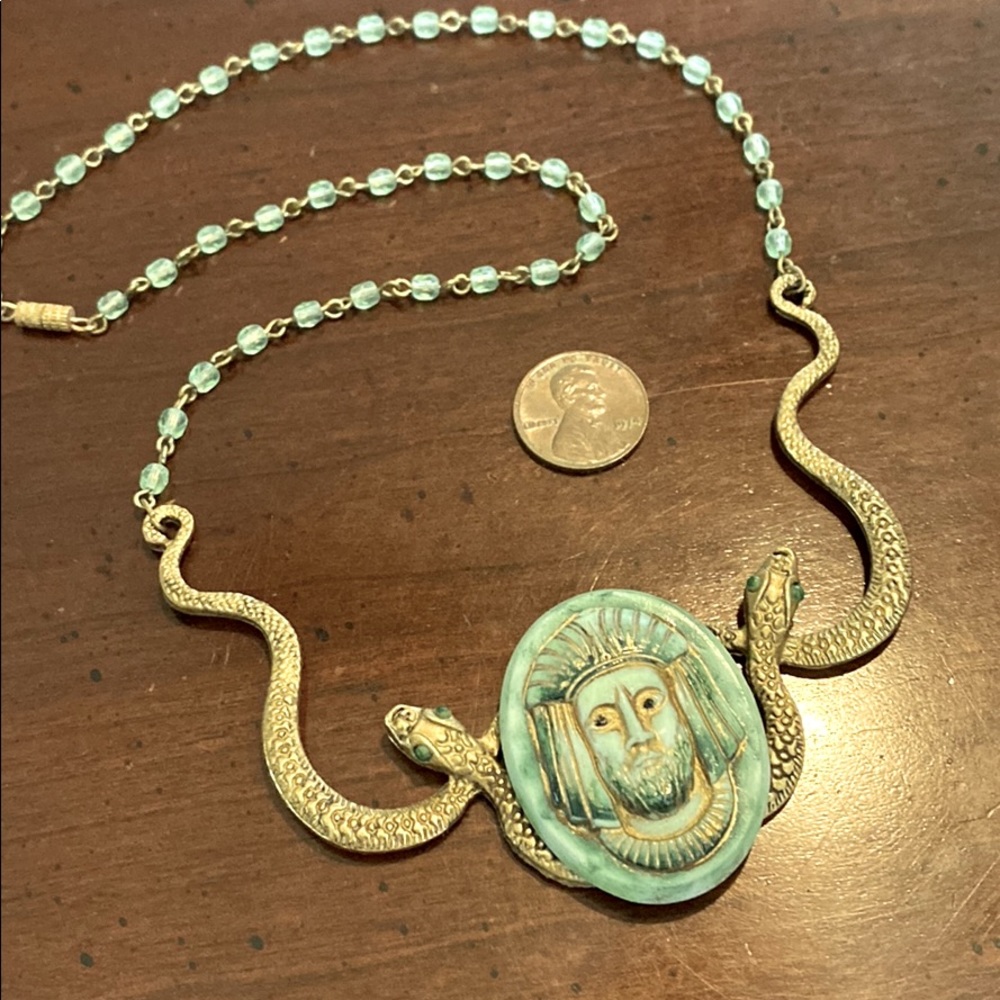 Vintage Egyptian Revival Czech Glass Necklace